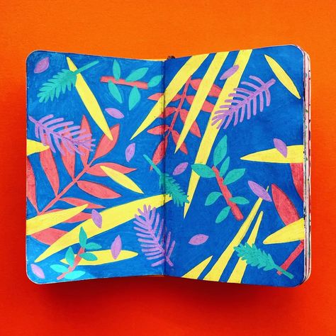 Oshu Pattern, Colourful Sketchbook, Polina Oshu, Journal Prints, Moleskine Sketchbook, Sketchbook Tour, Gouache Illustrations, Flower Collage, Acrylic Gouache