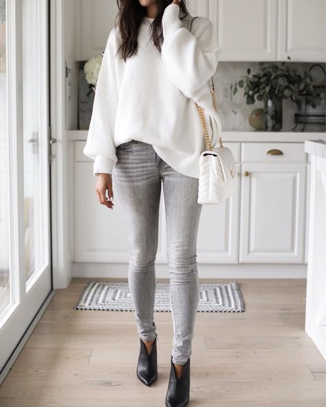 Gray slacks outfit women