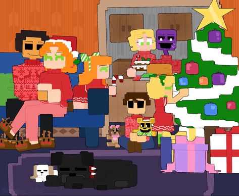 Afton Family Christmas, Christmas Fnaf, Afton Family Fanart, Fnaf Christmas, Christmas Oc, The Afton Family, Fnaf Images, Fnaf Ocs, Clown Stuff