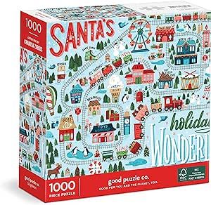 Galison Good Puzzle Co. Santa's Wonderland 1000pc Puzzle Puzzle Artwork, Holly Spirit, Toy Workshop, Santa North Pole, Holiday Puzzle, Color Puzzle, 1000 Piece Jigsaw Puzzles, Norman Rockwell, Santa Letter