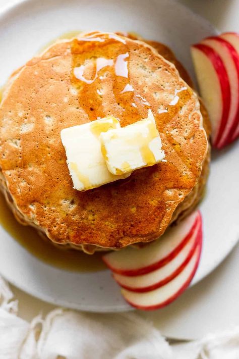 These apple pancakes are made with basic ingredients and feature shredded apple and ground cinnamon. They come out so fluffy and are the perfect fall pancake! Apple Pancakes Healthy, Apple Pancakes, Pancakes Healthy, Ground Cinnamon, Pancakes, Cinnamon