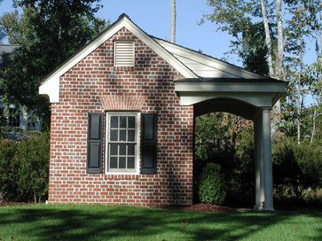 Fancy Carport Designs | Brick Shed Design Ideas, Pictures, Remodel, and Decor Brick Shed Makeover, Fancy Carport, Detached Brick Garage, Backyard Storage Buildings, Space Thoughts, Building An Outhouse, Brick Shed, Shed Design Plans, Micro Living