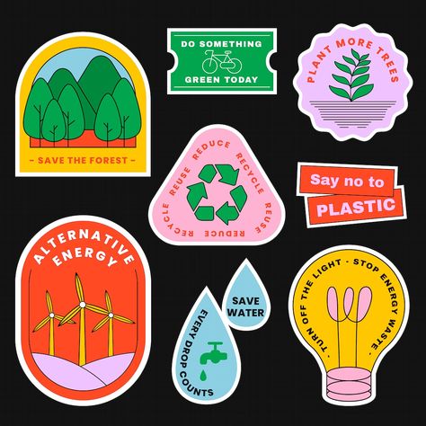 Environmental awareness sticker vector set | premium image by rawpixel.com / Porpla mana Diy Jewelry Recycled, Home Screen Wallpaper Hd, Coffee Doodle, Sustainability Projects, Earth Illustration, Flower Graphic Design, Stickers Design, Environmental Awareness, Phone Stickers