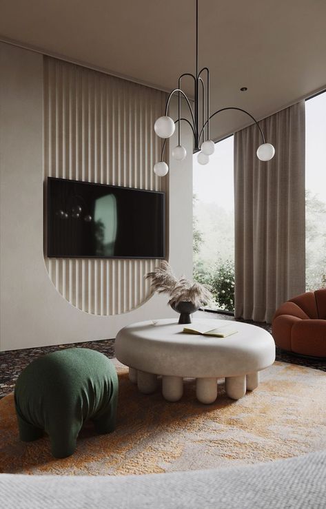 Aug 31, 2020 - Architecture,Interior Design,Visual Effects,Autodesk 3ds Max,Corona Renderer,Adobe Photoshop Curved Tv Wall, Contrast Interior, Laboratory Design, Interior Room, Tv Wall Design, Design Room, Living Dining, Residential Interior, Tv Wall