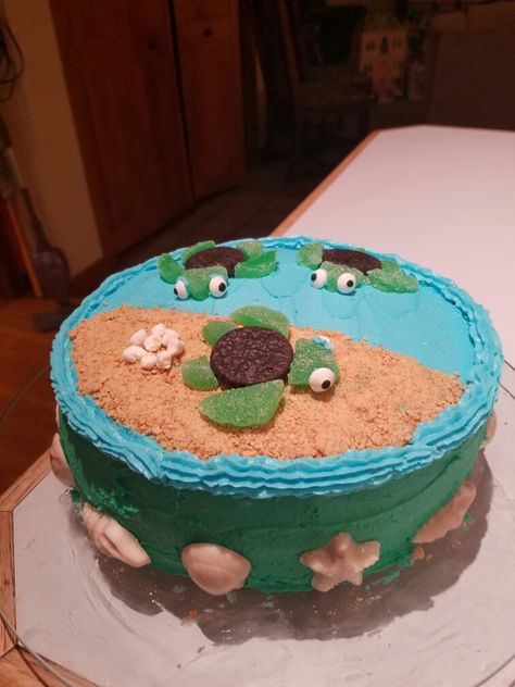 Oreo Turtle Cake, Turtle Themed Cake, Turtle Shaped Cake, Sea Turtle Cake Ideas, Sea Turtle Cake Birthdays, Sea Turtle Birthday Cake, Turtle Cake Ideas, Turtle Cupcake Cake, Turtle Cakes