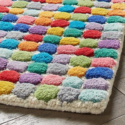 Rainbow Dot Rug Swatch + Reviews | Crate and Barrel Polka Dot Rug, Boys Rug, Girls Rugs, Rainbow Polka Dots, 4x6 Rugs, 3x5 Rug, Cleaning Upholstery, Neutral Rugs, Hand Tufted Rugs