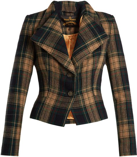 VIVIENNE WESTWOOD ANGLOMANIA Porta wool-blend tartan blazer Brown Plaid Blazer, Tartan Blazer, Victorian Jacket, Polka Dot Jacket, Polka Dot Blazer, Vivienne Westwood Anglomania, Look Retro, Brown Blazer, Wool Blend Jacket