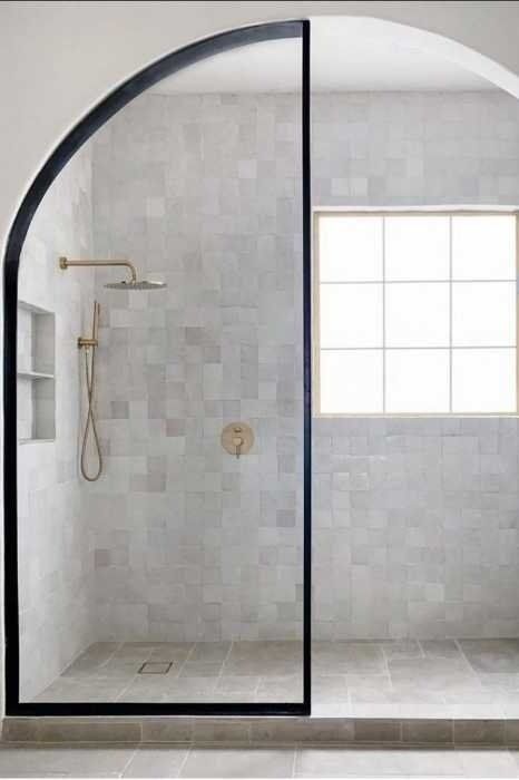 Glass Shower Wall, Penthouse Design, Dream Shower, Primary Bath, Glass Shower Enclosures, Primary Bathroom, Master Shower, Tile Designs, House Interiors