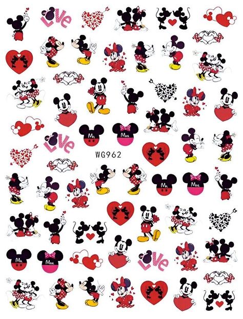 Disney Mickey/Minnie Mouse Cartoon Nail Art Water Decals-WG962, #AD, ##Decals, #Ad, #Water, #Art, #Nail Decal Nail Art, Cartoon Nail Art, Minnie Mouse Cartoons, Anime Nail, Cartoon Mickey Mouse, Valentines Day Cartoons, Mickey Mouse Nails, Anime Nails, Mickey Mouse Cartoon