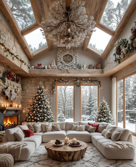 Holiday Living Room, Nice Homes, Dream Life House, Christmas Scenery, Ceiling Ideas, Beautiful Rooms, Christmas Living Rooms, Dream House Rooms, Christmas Room