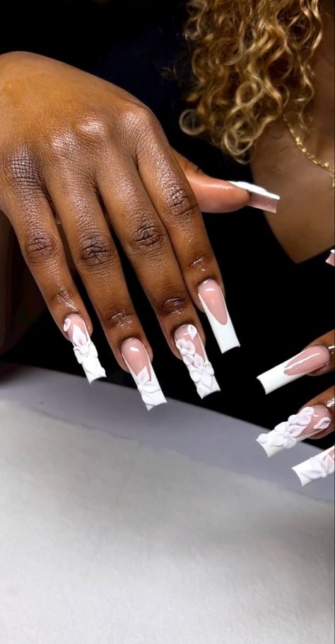 White Nails With Design, Long White Nails, Shiny Nails Designs, Nails With Design, Punk Nails, Colored Acrylic Nails, Glow Nails, French Acrylic Nails, Acrylic Nails Coffin Pink