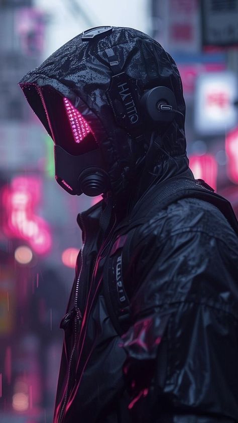 free wallpapers 4K robot, cyborg, hood, neon, glow for mobile and desktop Dark Mountains, Dark Black Wallpaper, Dystopian Future, Neon Glow, Retro Futuristic, More Wallpaper, Stars At Night, Weird Art, Human Emotions