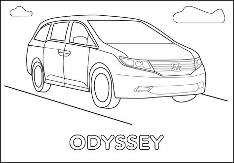 Honda Odyssey Coloring page! Van Coloring Pages, Honda Van, Painting Sheets, Moana Coloring, Quarantine Activities, Cupcake Coloring Pages, Moana Coloring Pages, Book Care, Mario Coloring Pages