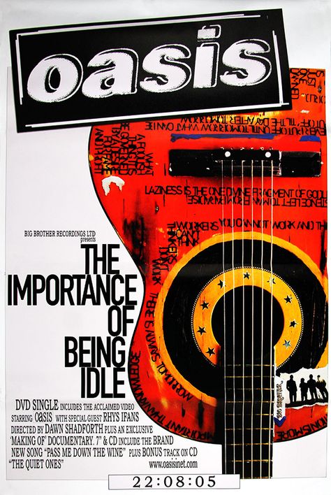 Oasis poster - The Importance Of Being Idle - Large Adshel format Primary Photo Oasis Poster, Oasis Album, Oasis Band, Rock Band Posters, Vintage Music Posters, Litho Print, Band Rock, Noel Gallagher, Flying Birds