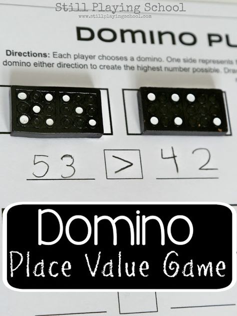 Dominoes Place Value Game for Kids - super simple! Dominoes Math Games, Place Value Math Games, Place Value Game, Place Value Games, Math Place Value, Comparing Numbers, Maths Ideas, Math Intervention, Math Games For Kids