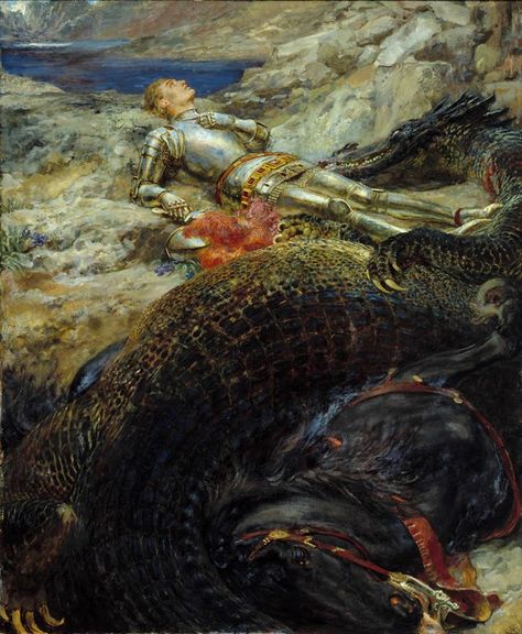 Saint George and the Dragon by Briton Riviere - Art Renewal Center Animal Painter, Saint George And The Dragon, Henri Fantin Latour, Art Baroque, Alberto Giacometti, Fire Dragon, Saint George, Classical Art, Wassily Kandinsky