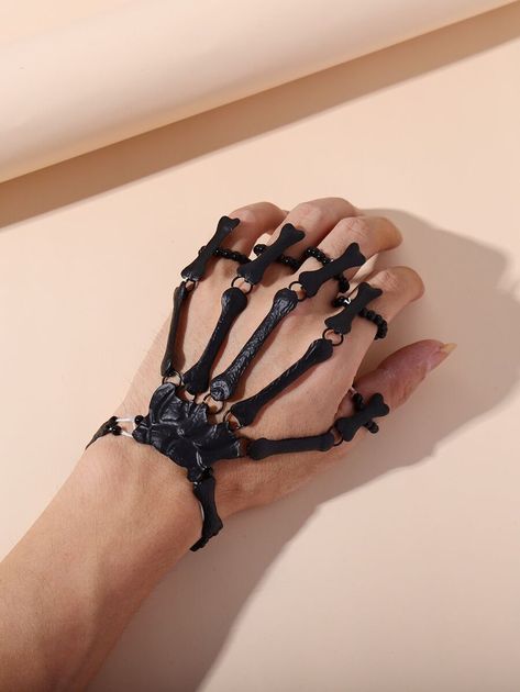 Skeleton Hand Design Mittens Bracelet | SHEIN USA Mitten Bracelet, Skeleton Hand Jewelry, Mittens Bracelet, Skeleton Hand Bracelet, Skeleton Gloves, Wither Skeleton, Aesthetic Rain, Skeleton Jewelry, Chain Harness