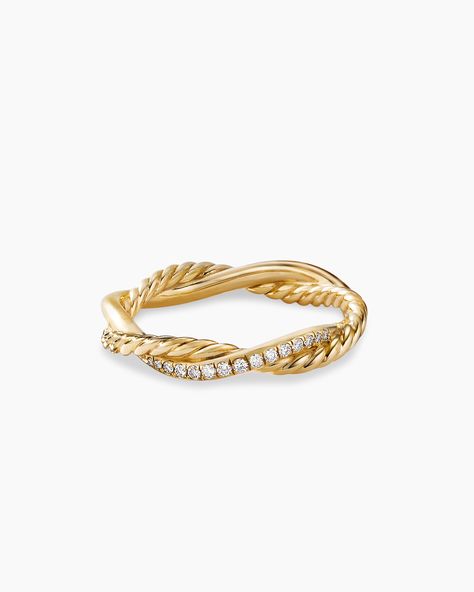 David Yurman | Petite Infinity Band Ring in 18K Yellow Gold with Diamonds, 4mm Gold Diamond Rings For Women, Infinity Band Ring, Petite Jewelry, David Yurman Ring, Infinity Band, The Bling Ring, Infinity Ring, Luxury Rings, Gold Band Ring