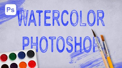 Image In Text Photoshop, Text In Photoshop Tutorial, Photoshop Watercolor Effect, Text In Shape Photoshop, How To Remove Text From Image In Photoshop, Watercolor Text, How To Make Water, Photoshop Template, Text Design