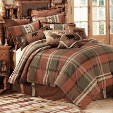 Chestnut Ridge Plaid Bedding Collection Orange Plaid Bedding, Log Cabin Bedding, Cabin Bedding Sets, Plaid Bed, Luxury Bedding Master, Rustic Bedding Sets, Duvet Bed, Ideas Jardin, Lodge Bedding