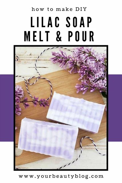 How to make a homemade lilac soap recipe. If you need melt and pour soap recipes or ideas, check this out. There's no lilac essential oil, so this uses lilac absolute and lilac infused oil for lilac soap recipe DIY.  Make lilac crafts while the flowers are in bloom in the spring. Lilacs have several benefits for your skin.  This is also a how to make swirled melt and pour soap tutorial. Lilac Crafts, Melt And Pour Soap Recipes, Lilac Essential Oil, Lilac Soap, Liquid Soap Making, Soap Making Tutorials, Scrub Homemade, Soap Melt And Pour, Diy Herbal Remedies