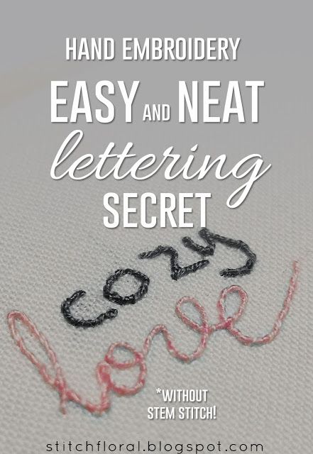 Hand Sewing Words On Fabric, Hand Embroidery Words Tutorial, Stitching Letters On Fabric, Embroidery Lettering Patterns, Embroidered Cursive Letters, Stitch Words Hand Embroidery, Stitching Words Hand Embroidery, Hand Stitch Initials, Hand Embroidery Cursive Letters