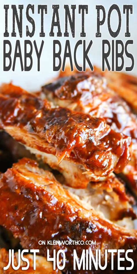 If you love using your pressure cooker, then you simply must try this recipe for Instant Pot Baby Back Ribs. Moist, juicy & fall off the bone deliciously easy. Soon to be a favorite for dinner. Instant Pot Baby Back Ribs, Pressure Cooker Ribs, Babyback Ribs Recipe, Instant Pot Ribs Recipe, Pork Back Ribs, Instant Pot Pasta Recipe, Bbq Pork Ribs, Pork Rib Recipes, Healthy Grilling Recipes