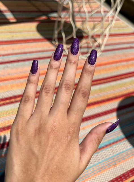 purple sparkle nails Chunky Glitter Nails, Nail Art Idea, Plum Nails, Purple Glitter Nails, Purple Holographic, Cute Nail, Purple Sparkle, Purple Plum, Long Acrylic