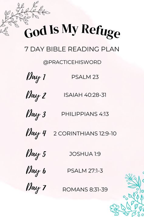 1 Week Bible Reading Plan, 7 Day Bible Reading Plan, Read Bible In 30 Days, Christian Notes, Daily Bible Reading Plan, Prayer Strategies, Learn The Bible, Scripture Writing Plans, Spiritual Work