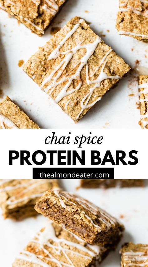 Soft and chewy Chai Spice Protein Bars that are sure to keep you full! They’re an easy grab-and-go breakfast or post-workout option, and they’re ready in under 30 minutes. Protein Breakfast Bars, Protein Powder Cookies, Best Whey Protein Powder, Energy Bars Recipe, Chai Spices, Best Whey Protein, Protein Baking, Vanilla Recipes, Chai Recipe