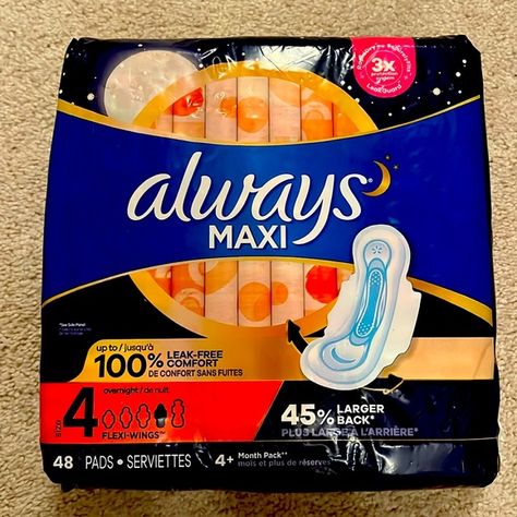 Always Overnight Maxi Pads with Flexi-Wings - 48 Pack (Size 4) Maxi Pads, Maxi Pad, The Social, Size 4, Fashion Home Decor, Fashion Home, Fashion Tips, Clothes Design, Beauty