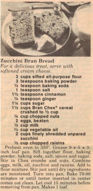 retro Zucchini labels | For a delicious treat, serve with softened cream cheese. Bran Bread Recipe, Bisquick Recipes Breakfast, Bran Bread, Coffee Cake Cupcakes, Zucchini Bread Recipe, Chex Cereal, Bisquick Recipes, Handwritten Recipes, Grandmas Recipes