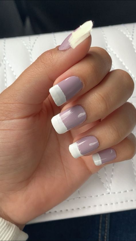 Purple white french tip Purple And White French Tip Nails, Purple French Tips, White French Tip, White Tip, White French, French Tips, French Tip Nails, Purple Nails, Nails Art