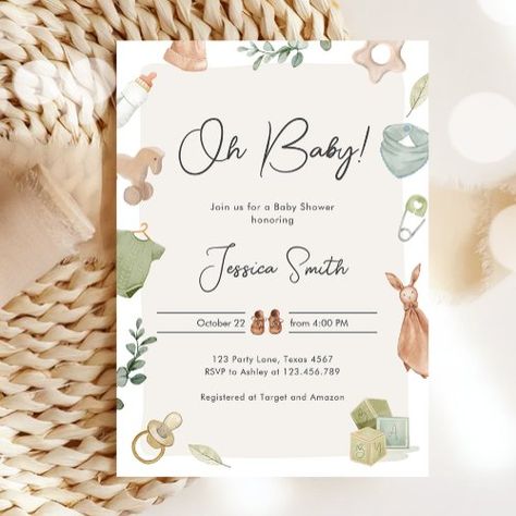 $2.92 | Boho Baby Shower Oh Baby Boy Clothes Rustic | Baby Shower Invitations | boy baby shower, gender neutral, sage green, baby clothes, boho rustic baby, bohemian baby shower, couples baby shower, boho bay shower, a sweet baby boy, on the way Baby Shower Couples, Digital Invitations Design, Fun Invitation, Baby Boy Invitations, Rustic Invitation, Baby Shower Invites Neutral, Rustic Baby Shower Invitations, Bohemian Baby Shower, Boy Shower Invitations