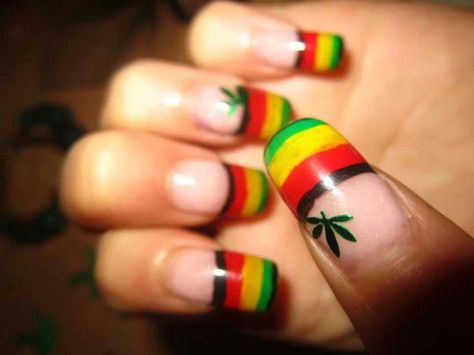 Rasta! Reggae Nails Rasta Colors, Nails Jamaica, Rasta Fashion, Jamaica Nails, Ugly Nails, Rasta Nails, Nail Designs Glitter, Nail Art Tutorial, Green Nails