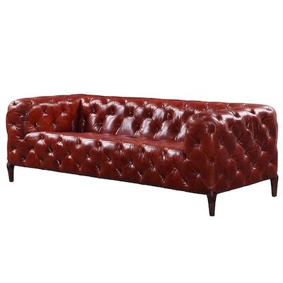 Shop acme furniture orsin modern merlot top grain leather sofa in the couches, sofas & loveseats section of Lowes.com Top Grain Leather Sofa, Leather Chesterfield Sofa, Leather Chesterfield, Mid Century Sofa, Leather Sofas, Classic Sofa, Acme Furniture, Leather Loveseat, Contemporary Sofa