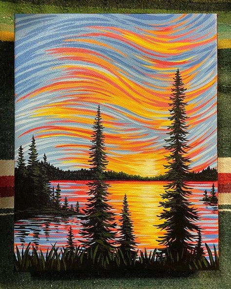 Leaf Artwork, Top Of A Mountain, Clocks Back, Nature Artists, Acrylic Painting Flowers, Sky Painting, Arte Sketchbook, Sunset Art, Sunset Painting