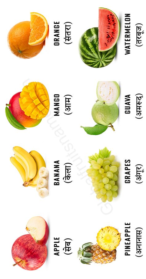 beautiful fruits picture with fruits name in Hindi language in white background. Fruits Name In Hindi, Names In Different Languages, Flowers Name In Hindi, Fruits Name With Picture, Names Of Fruits, Vegetables Name, Fruits Name, Fruit Names, Hindi Language Learning