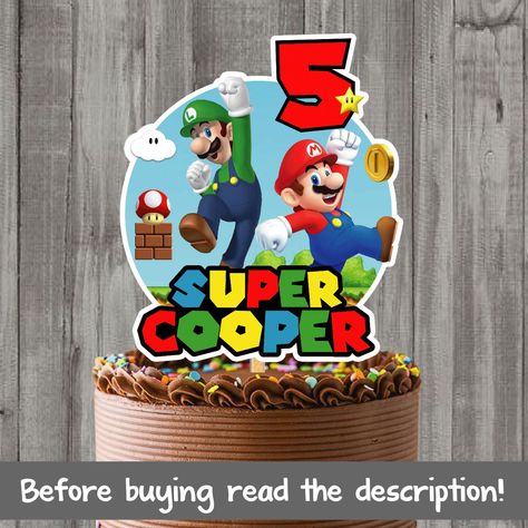 SUPER+MARIO+CAKE+TOPPER-DIGITAL+FILE-+SUPER+MARIO+BIRTHDAY+PARTY-+SUPER++MARIOINVITATION Mario Cake Topper Printable, Mario Bros Cake, Super Mario Cake, Mario Cake, Mario Bros Party, Friends Cake, Super Mario Birthday Party, Mario Birthday Party, Super Mario Birthday