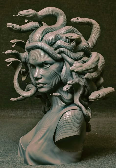 𝈊 on Twitter: "Bust of Medusa by Daniele Danko Angelozzi, 2020… " A Symbol, Snakes, A Woman, Black And White, White, Black