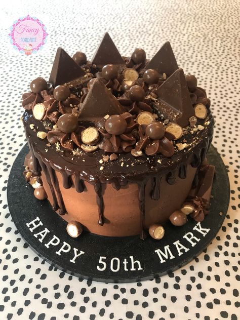 Toblerone Cake, Sprinkle Drip Cake, 50th Birthday Cakes For Men, Malteser Cake, Toblerone Chocolate, Chocolate Cake Designs, Chocolate Drip Cake, Dark Chocolate Ganache, Christmas Cake Designs