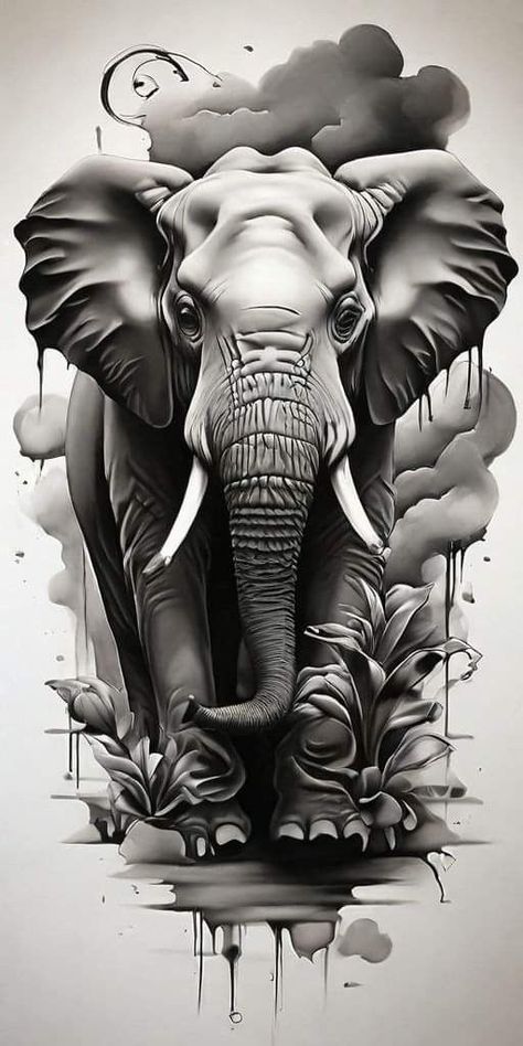 Realistic Animal Tattoo Design, Elephant Mandala Tattoo Design, Realistic Elephant Tattoo, Elephant Head Tattoo, Lion Art Tattoo, Elephant Sketch, Cherub Tattoo, Elephant Photography, Panda Tattoo