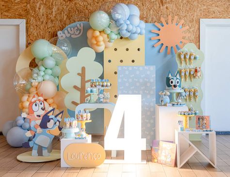 Bluey Birthday Party Ideas | Photo 2 of 10 Bluey Birthday Party Two, Bluey Party Backdrop, Bluey Birthday Ideas, Bluey Birthday Party Decorations, Bluey Birthday Party Ideas, Bluey Birthday Party, Bluey Party, Baby Birthday Themes, Bluey Birthday