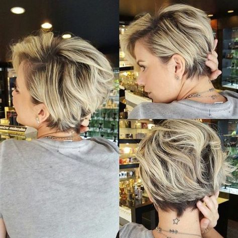 Blonde Pixie Bob With Dark Roots Blonde Balayage Bob, Balayage Bob, Natural Waves, Short Wavy, Penteado Cabelo Curto, Short Hairstyle, Haircuts For Fine Hair, Short Blonde, Blonde Pixie