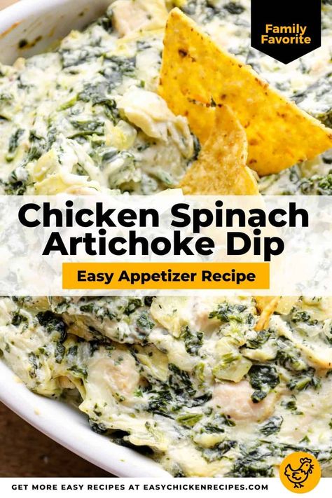 Spinach Artichoke Dip Recipe Easy, Chicken Spinach Artichoke, Spinach Artichoke Dip Easy, Spinach Artichoke Chicken, Spinach Artichoke Dip Recipe, Dip Easy, Chicken Dip Recipe, Spinach Dip Recipe, Artichoke Dip Recipe