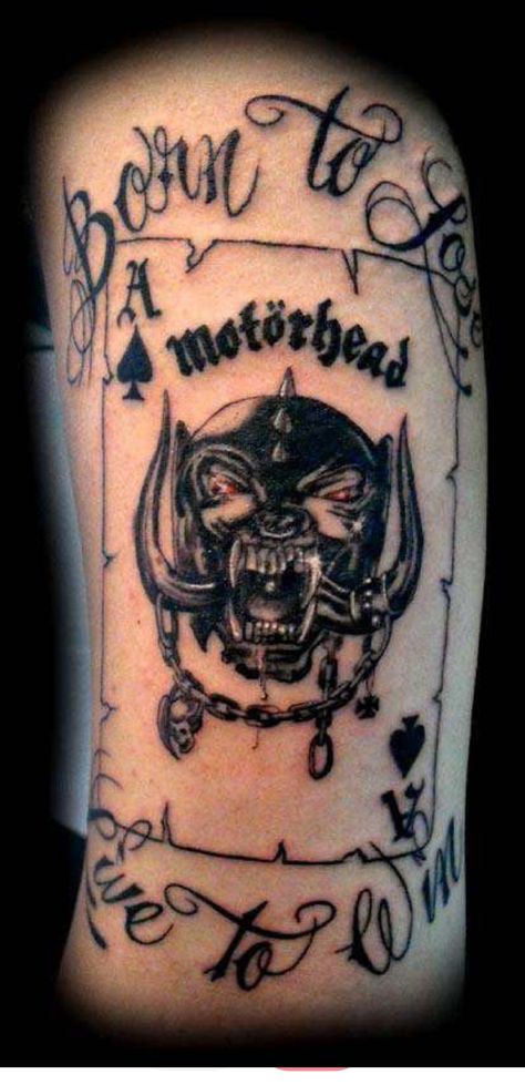 Motorhead Ace Of Spades Tattoo, Motorhead Tattoo Ideas, Lemmy Tattoo, Motorhead Tattoo, Metal Tattoos, Ozzy Tattoo, Motorhead Ace Of Spades, Spades Tattoo, Small Traditional Tattoo