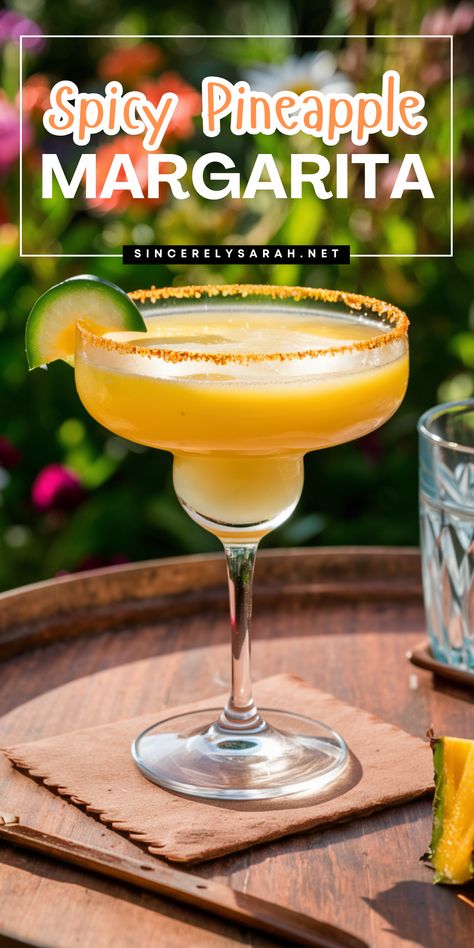 Discover the "Spicy Pineapple Margarita" 🍹🌶️—a sweet and spicy delight! This cocktail mixes juicy pineapple with a spicy chili kick, making it perfect for those who love bold flavors. It’s easy to make with just a few ingredients and is perfect for any occasion. The "Spicy Pineapple Margarita" is great for parties, barbecues, or just enjoying at home. Pinapple Margarita, Spicy Pineapple Margarita, Fall Cocktails Easy, Pineapple Cocktails, Mint Chocolate Chip Cupcakes, Pineapple Margarita Recipe, Cocktail Cupcakes, Spicy Pineapple, Ginger Fizz