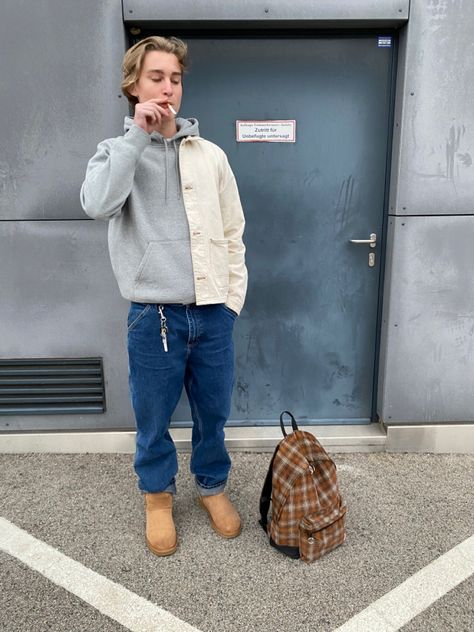 Mens Ugg Boots Outfit, 990 Outfit, New Balance 990 Outfit, Pose Ideas Winter, Gorpcore Outfit, Style Inspo Winter, Uggs Outfit Winter, Street Style Y2k, Adidas Outfit Men