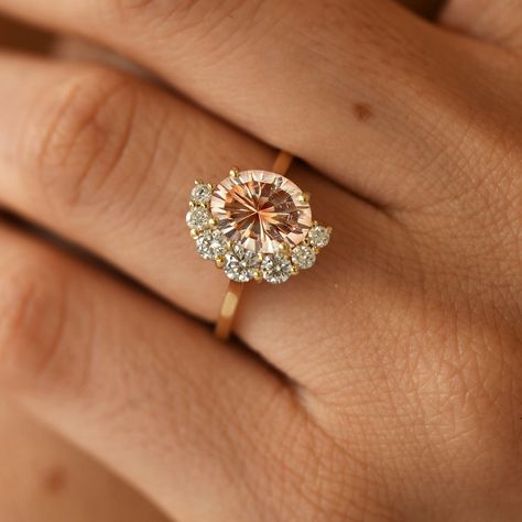 "Unique Oval Oregon Sunstone Ring/Solid 14k Gold/Natural Sunstone Engagement Ring/Art Deco Half Halo Moissanite Ring/Vintage Promise Ring ★ ★ ★ ★ CUSTOM/DUTY-FREE SHIPPING WORLDWIDE, BUYERS DON'T HAVE TO PAY ANY CUSTOM FEES WHILE IMPORTING ★ ★ ★ ★ Details Made to order Material: 14k/18k Gold Color Options: Yellow Gold, White Gold, Rose Gold ★ Center Stone Sunstone, Round Size: 8 mm Approx Weight (Ct): 1.396 ★ Accent Stones Diamond Round Size: 1.4 mm * 13 Nos Approx Weight (Ct): 0.143 ★ 100% Natu Oregon Sunstone Engagement Ring, Sunstone Engagement Ring, Vintage Promise Ring, Sunstone Ring, Ring For Wife, Promise Rings Vintage, Vintage Wedding Ring, Oregon Sunstone, Engagement Ring Art Deco