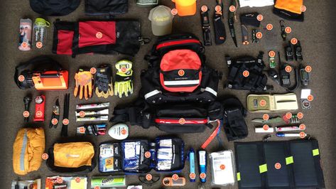 Working for search and rescue is no easy task, and when your job is to go out and save people, you need the right gear not just for yourself, but also other people. Reader Zany Z’s shares his pack. Ems Gear, Bear Grylls Survival, Tactical Pen, Bug Out Bag, Search And Rescue, First Aid Kit, Survival Kit, Survival Gear, Survival Skills